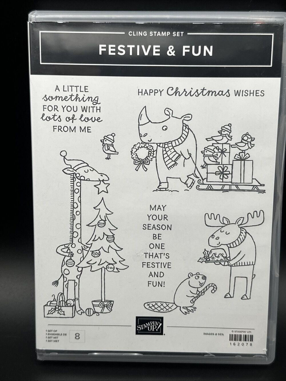 Stampin' Up! FESTIVE & FUN Stamp Set Holidays Christmas Moose Giraffe beaver
